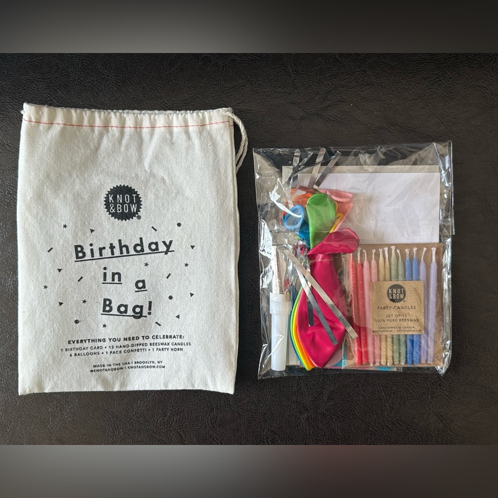 “Birthday in a Bag” by KNOT & BOW containing multiple party items NEW WITH TAGS